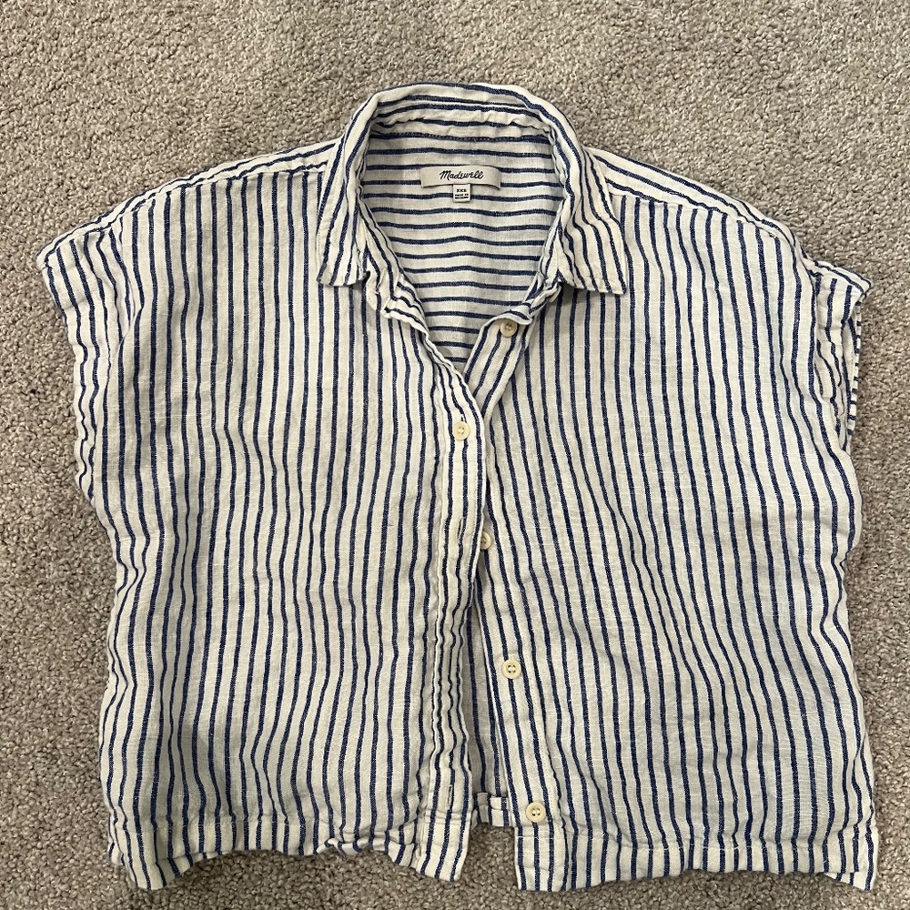 Madewell Linen Crop Dolman Shirt